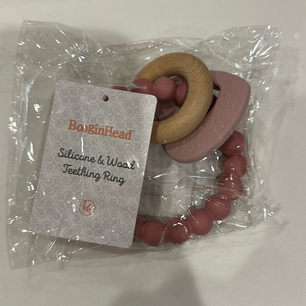 Booginhead silicone & wood teething ring